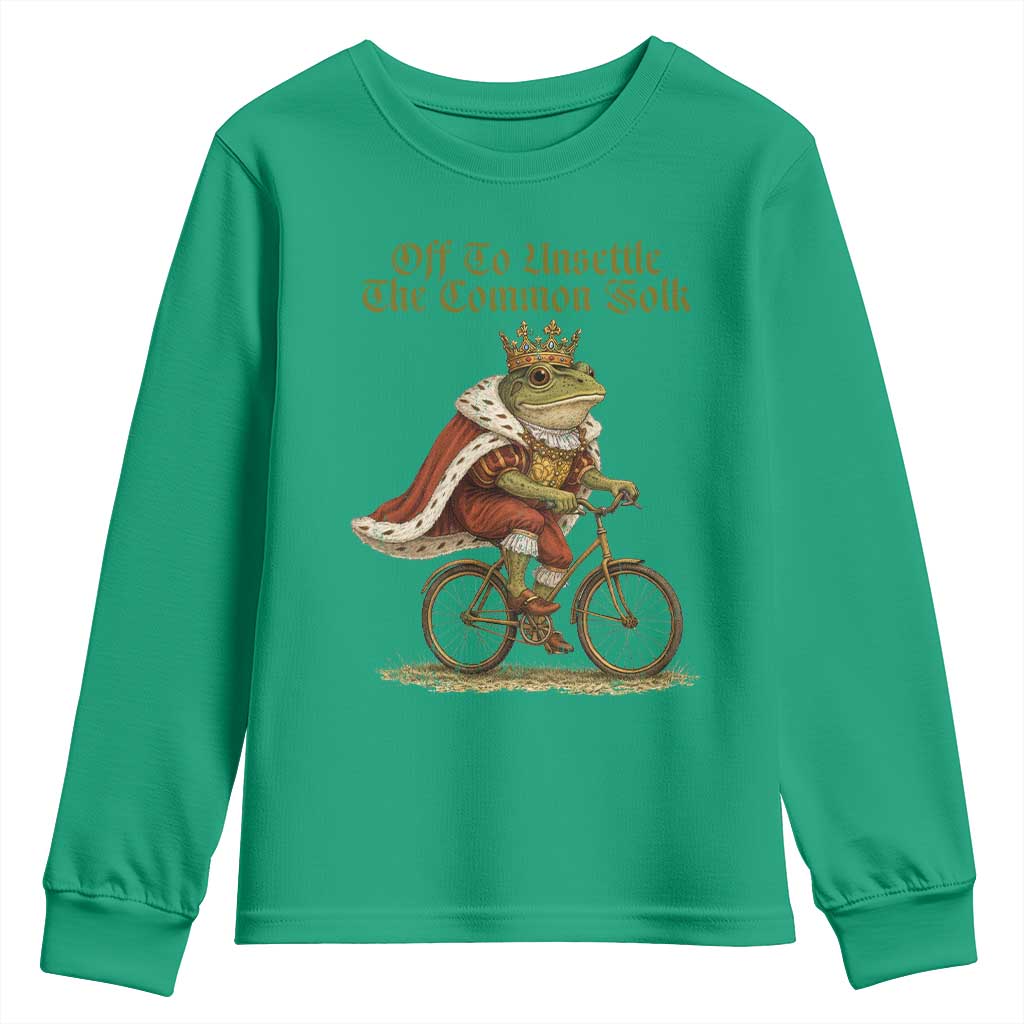 Chaotic Frog Meme Youth Sweatshirt Off To Unsettle The Common Folk Vintage Unhinged Humor