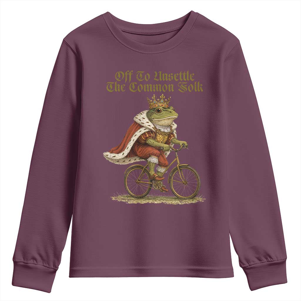 Chaotic Frog Meme Youth Sweatshirt Off To Unsettle The Common Folk Vintage Unhinged Humor
