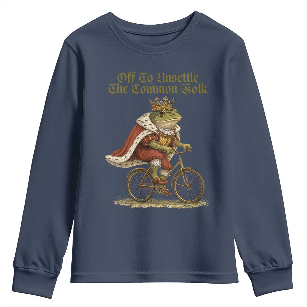 Chaotic Frog Meme Youth Sweatshirt Off To Unsettle The Common Folk Vintage Unhinged Humor