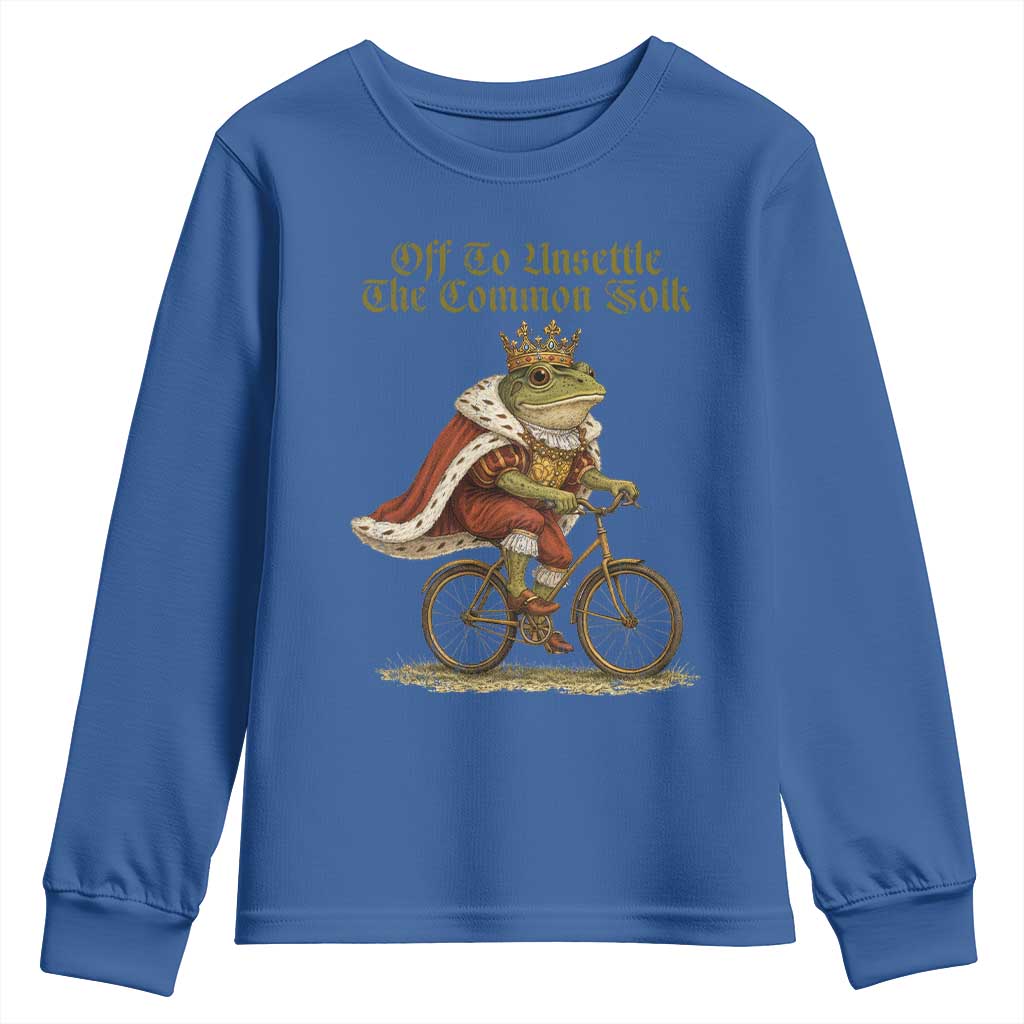 Chaotic Frog Meme Youth Sweatshirt Off To Unsettle The Common Folk Vintage Unhinged Humor