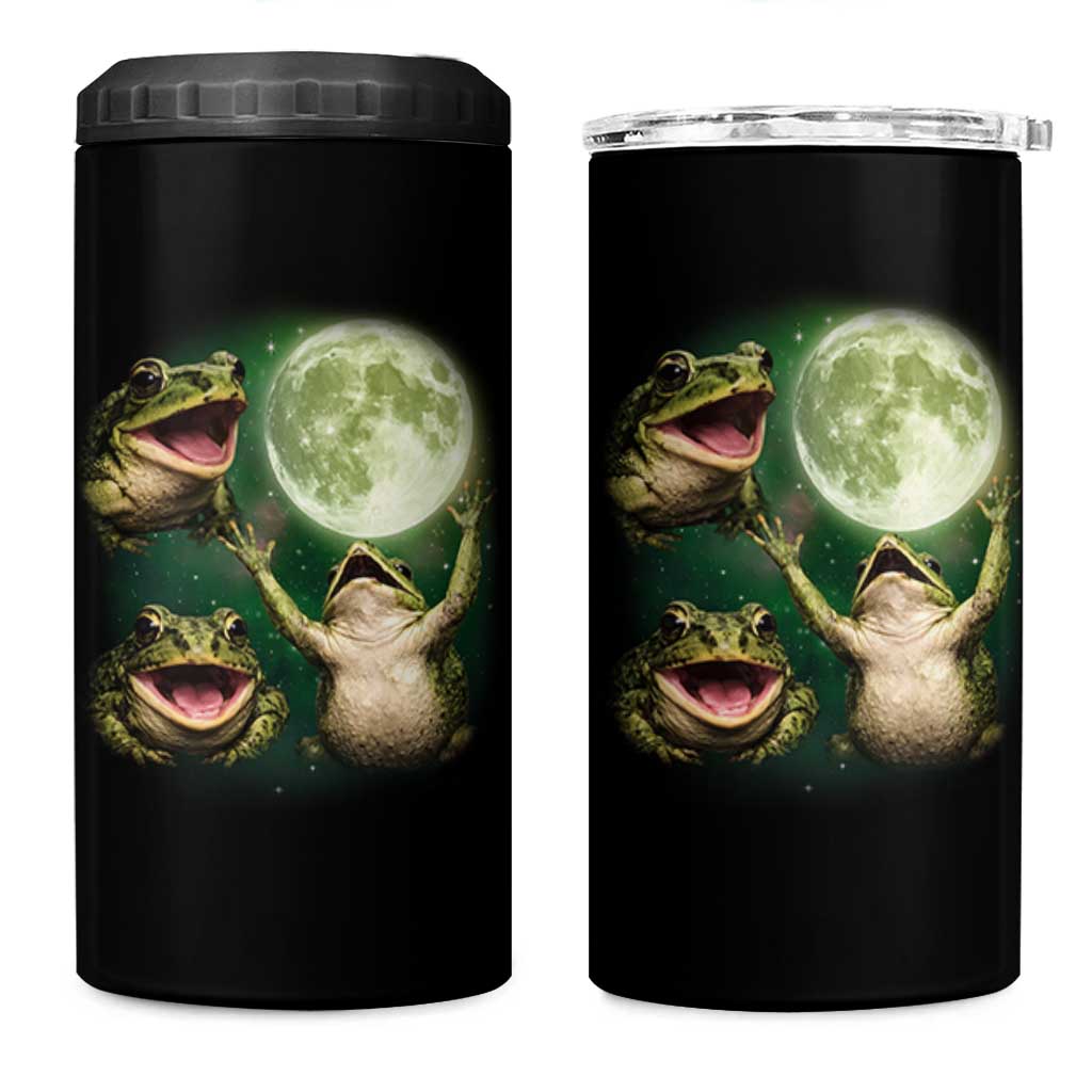 Frog Moon Vintage Graphic 4 in 1 Can Cooler Tumbler Retro Amphibian Nature Cottagecore Gift