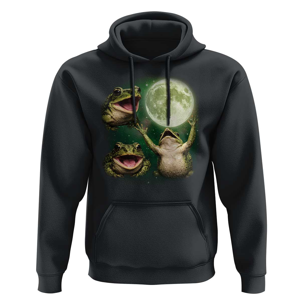 Frog Moon Vintage Graphic Hoodie Retro Amphibian Nature Cottagecore Gift