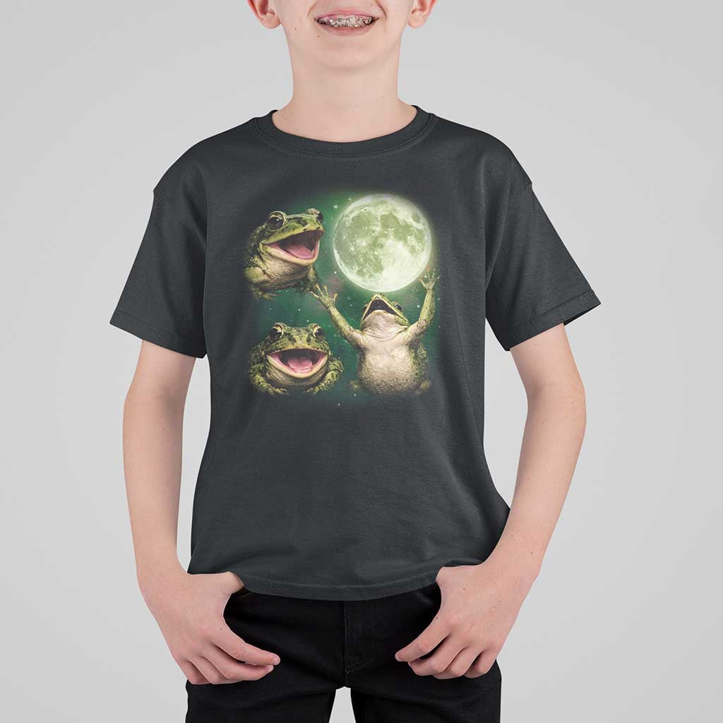 Frog Moon Vintage Graphic T Shirt For Kid Retro Amphibian Nature Cottagecore Gift