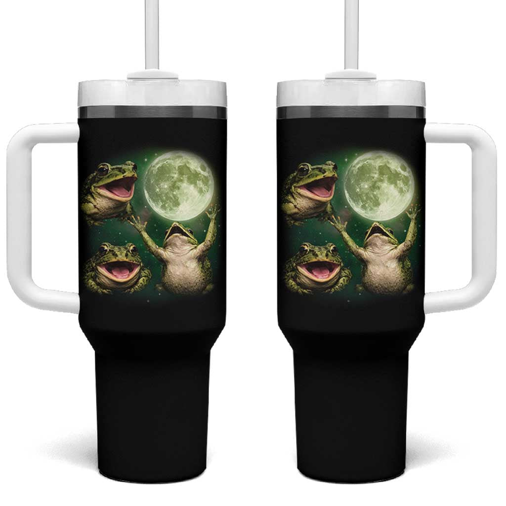 Frog Moon Vintage Graphic Tumbler With Handle Retro Amphibian Nature Cottagecore Gift