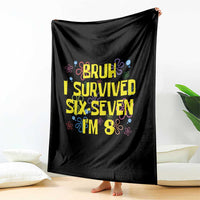 8th Birthday Throw Blanket Im 8 Year Old Bruh I Survived 67 Colorful Bubble Flower