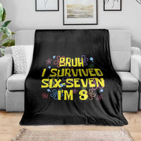 8th Birthday Throw Blanket Im 8 Year Old Bruh I Survived 67 Colorful Bubble Flower