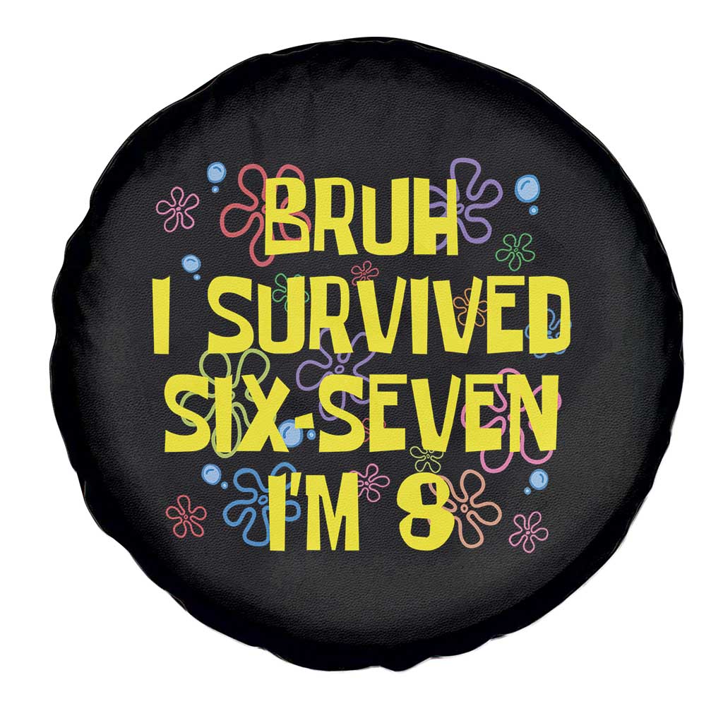 8th Birthday Spare Tire Cover Im 8 Year Old Bruh I Survived 67 Colorful Bubble Flower