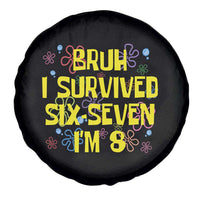 8th Birthday Spare Tire Cover Im 8 Year Old Bruh I Survived 67 Colorful Bubble Flower
