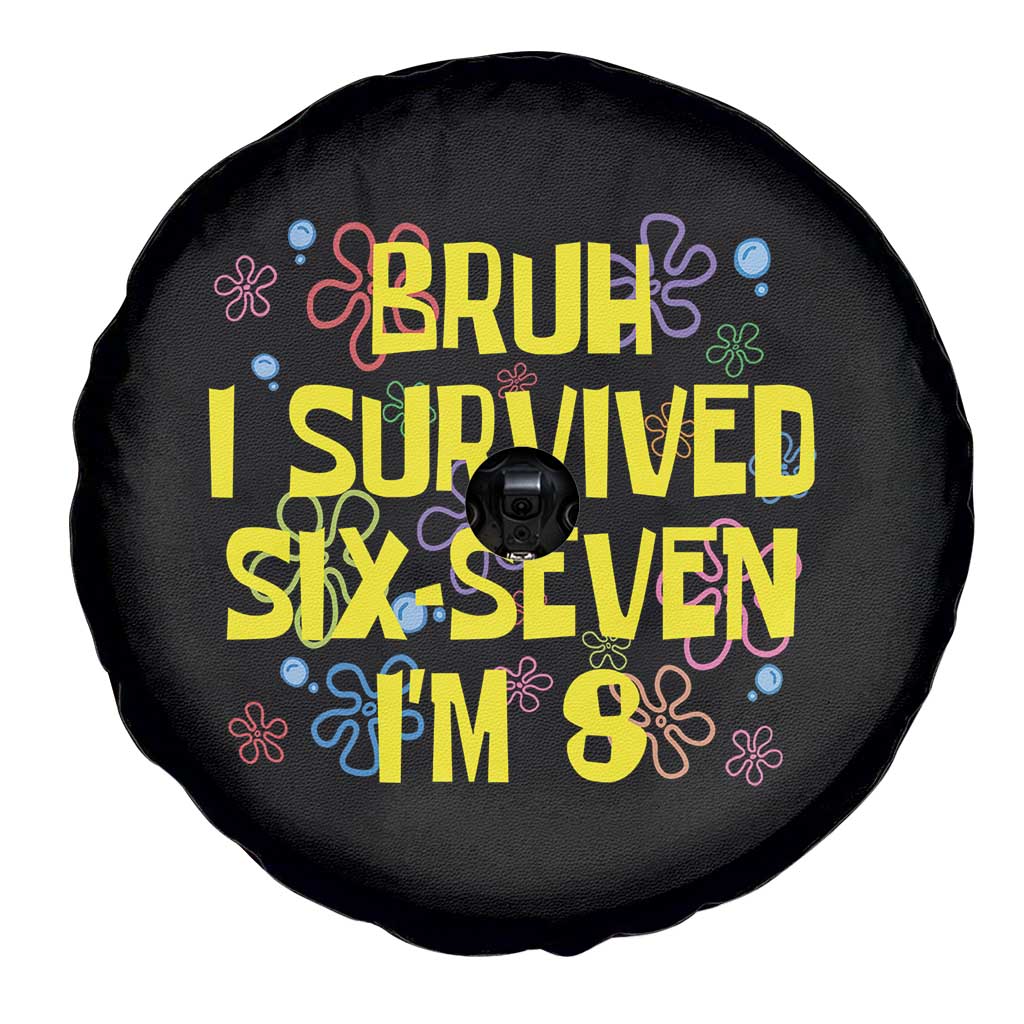 8th Birthday Spare Tire Cover Im 8 Year Old Bruh I Survived 67 Colorful Bubble Flower