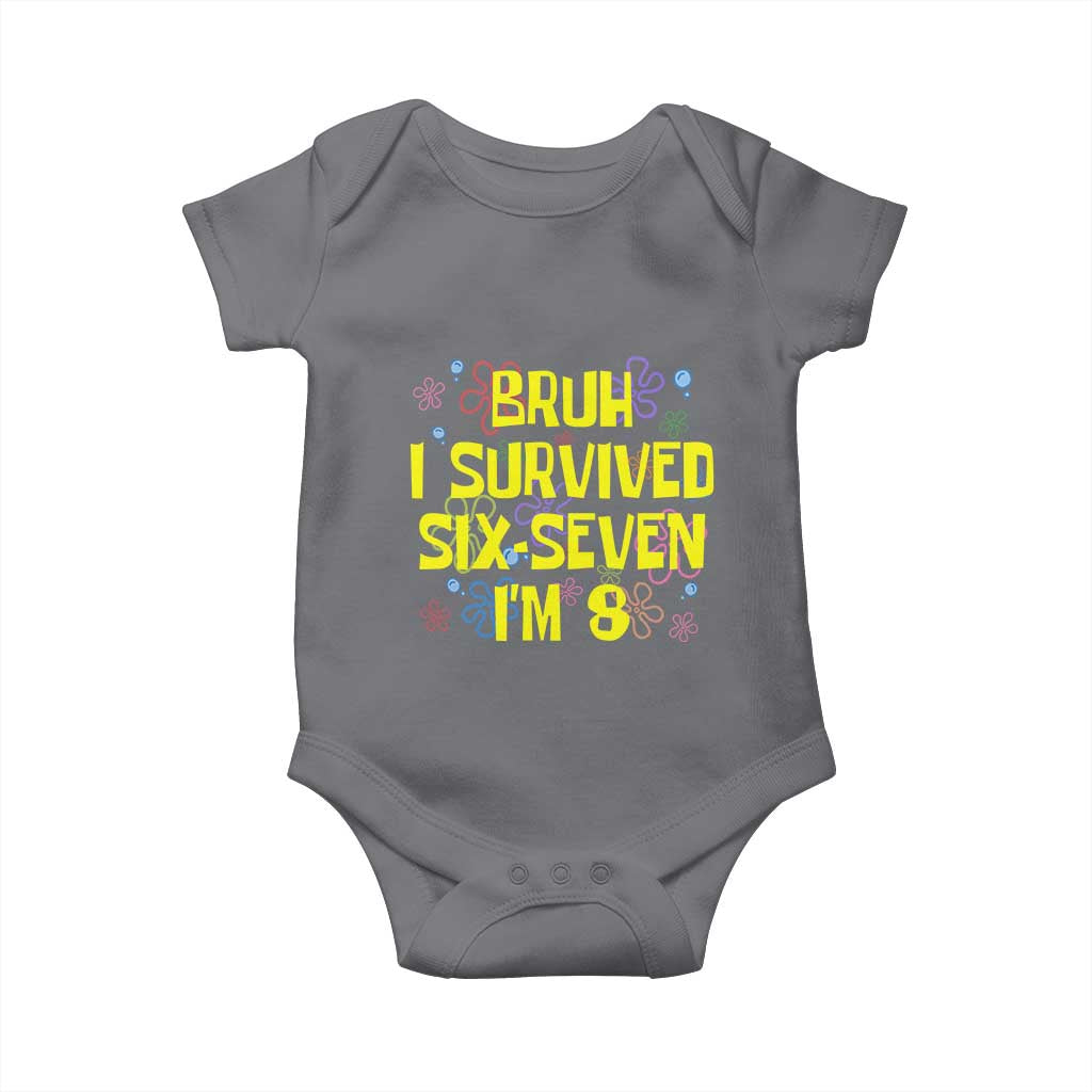 8th Birthday Baby Onesie Im 8 Year Old Bruh I Survived 67 Colorful Bubble Flower