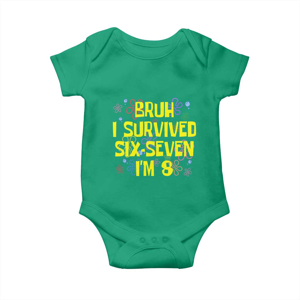 8th Birthday Baby Onesie Im 8 Year Old Bruh I Survived 67 Colorful Bubble Flower