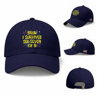 8th Birthday Baseball Cap Im 8 Year Old Bruh I Survived 67 Colorful Bubble Flower
