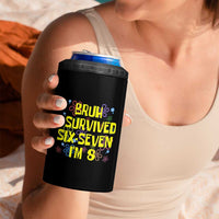 8th Birthday 4 in 1 Can Cooler Tumbler Im 8 Year Old Bruh I Survived 67 Colorful Bubble Flower
