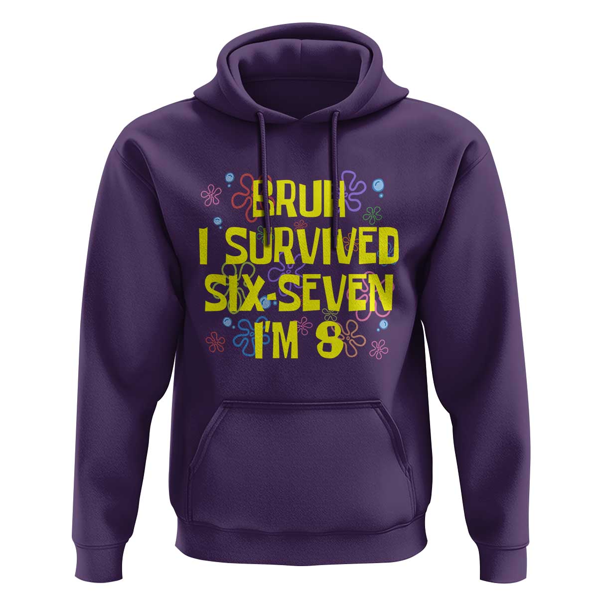 8th Birthday Hoodie Im 8 Year Old Bruh I Survived 67 Colorful Bubble Flower