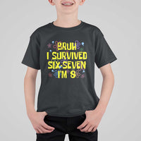 8th Birthday T Shirt For Kid Im 8 Year Old Bruh I Survived 67 Colorful Bubble Flower