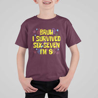 8th Birthday T Shirt For Kid Im 8 Year Old Bruh I Survived 67 Colorful Bubble Flower