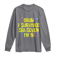 8th Birthday Long Sleeve Shirt Im 8 Year Old Bruh I Survived 67 Colorful Bubble Flower