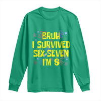 8th Birthday Long Sleeve Shirt Im 8 Year Old Bruh I Survived 67 Colorful Bubble Flower