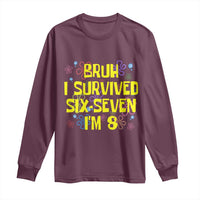8th Birthday Long Sleeve Shirt Im 8 Year Old Bruh I Survived 67 Colorful Bubble Flower
