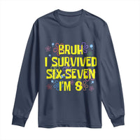 8th Birthday Long Sleeve Shirt Im 8 Year Old Bruh I Survived 67 Colorful Bubble Flower