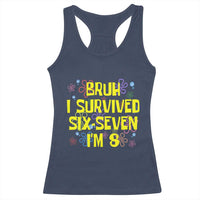 8th Birthday Racerback Tank Top Im 8 Year Old Bruh I Survived 67 Colorful Bubble Flower