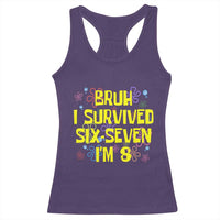 8th Birthday Racerback Tank Top Im 8 Year Old Bruh I Survived 67 Colorful Bubble Flower