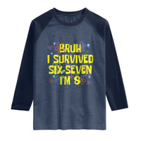 8th Birthday Raglan Shirt Im 8 Year Old Bruh I Survived 67 Colorful Bubble Flower