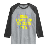 8th Birthday Raglan Shirt Im 8 Year Old Bruh I Survived 67 Colorful Bubble Flower