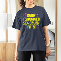8th Birthday T Shirt For Women Im 8 Year Old Bruh I Survived 67 Colorful Bubble Flower