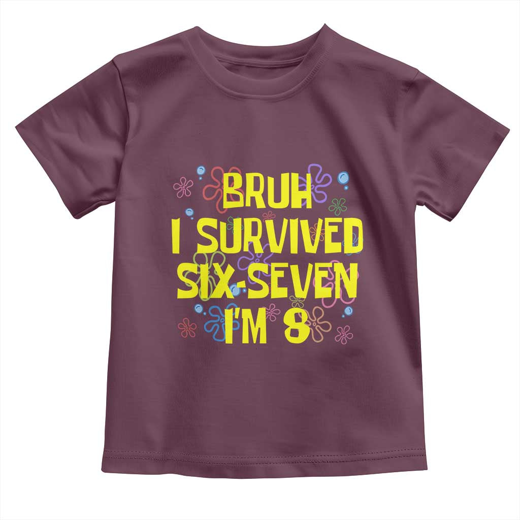 8th Birthday Toddler T Shirt Im 8 Year Old Bruh I Survived 67 Colorful Bubble Flower
