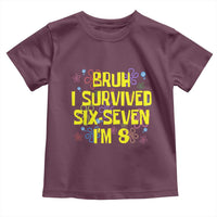 8th Birthday Toddler T Shirt Im 8 Year Old Bruh I Survived 67 Colorful Bubble Flower