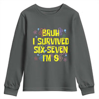 8th Birthday Youth Sweatshirt Im 8 Year Old Bruh I Survived 67 Colorful Bubble Flower