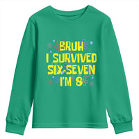8th Birthday Youth Sweatshirt Im 8 Year Old Bruh I Survived 67 Colorful Bubble Flower