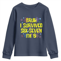8th Birthday Youth Sweatshirt Im 8 Year Old Bruh I Survived 67 Colorful Bubble Flower
