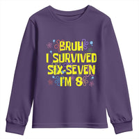 8th Birthday Youth Sweatshirt Im 8 Year Old Bruh I Survived 67 Colorful Bubble Flower