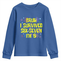 8th Birthday Youth Sweatshirt Im 8 Year Old Bruh I Survived 67 Colorful Bubble Flower