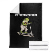 Funny Christian Frog Throw Blanket Off To Praise The Lord