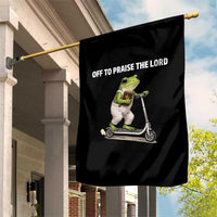 Funny Christian Frog Garden Flag Off To Praise The Lord