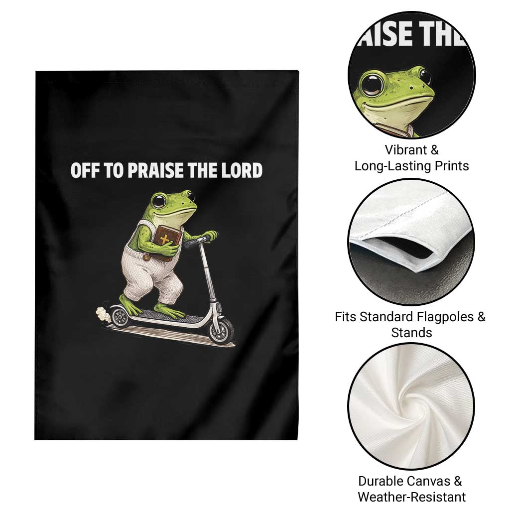 Funny Christian Frog Garden Flag Off To Praise The Lord