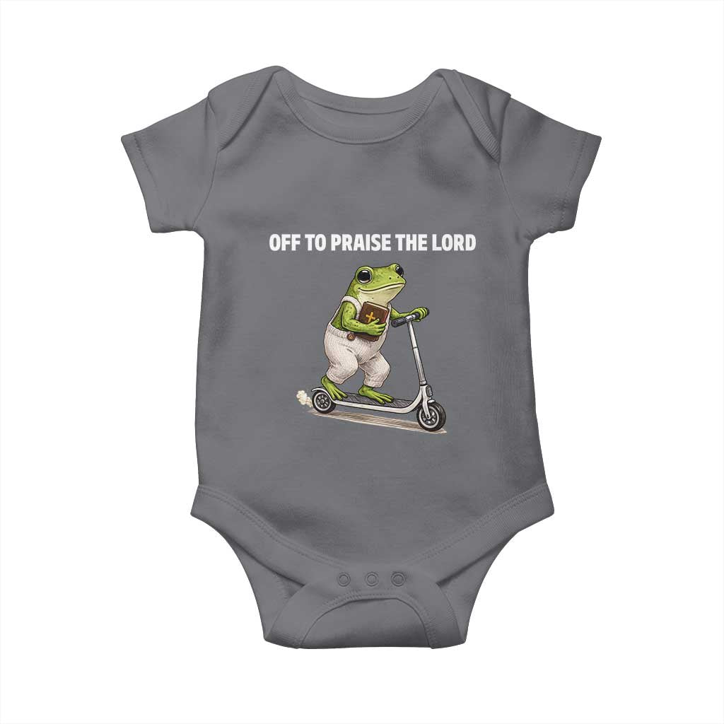Funny Christian Frog Baby Onesie Off To Praise The Lord