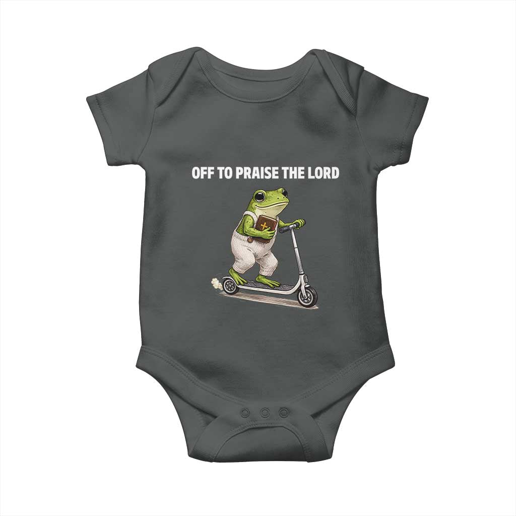 Funny Christian Frog Baby Onesie Off To Praise The Lord