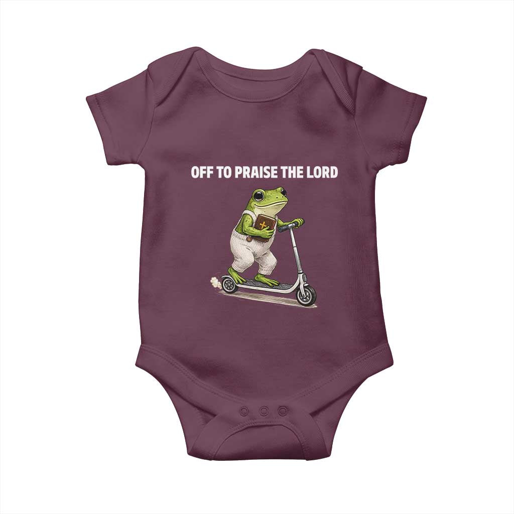 Funny Christian Frog Baby Onesie Off To Praise The Lord