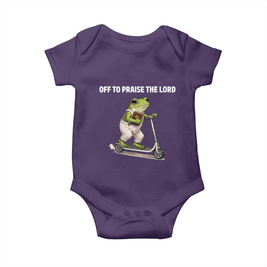 Funny Christian Frog Baby Onesie Off To Praise The Lord