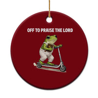 Funny Christian Frog Ceramic Ornament Off To Praise The Lord