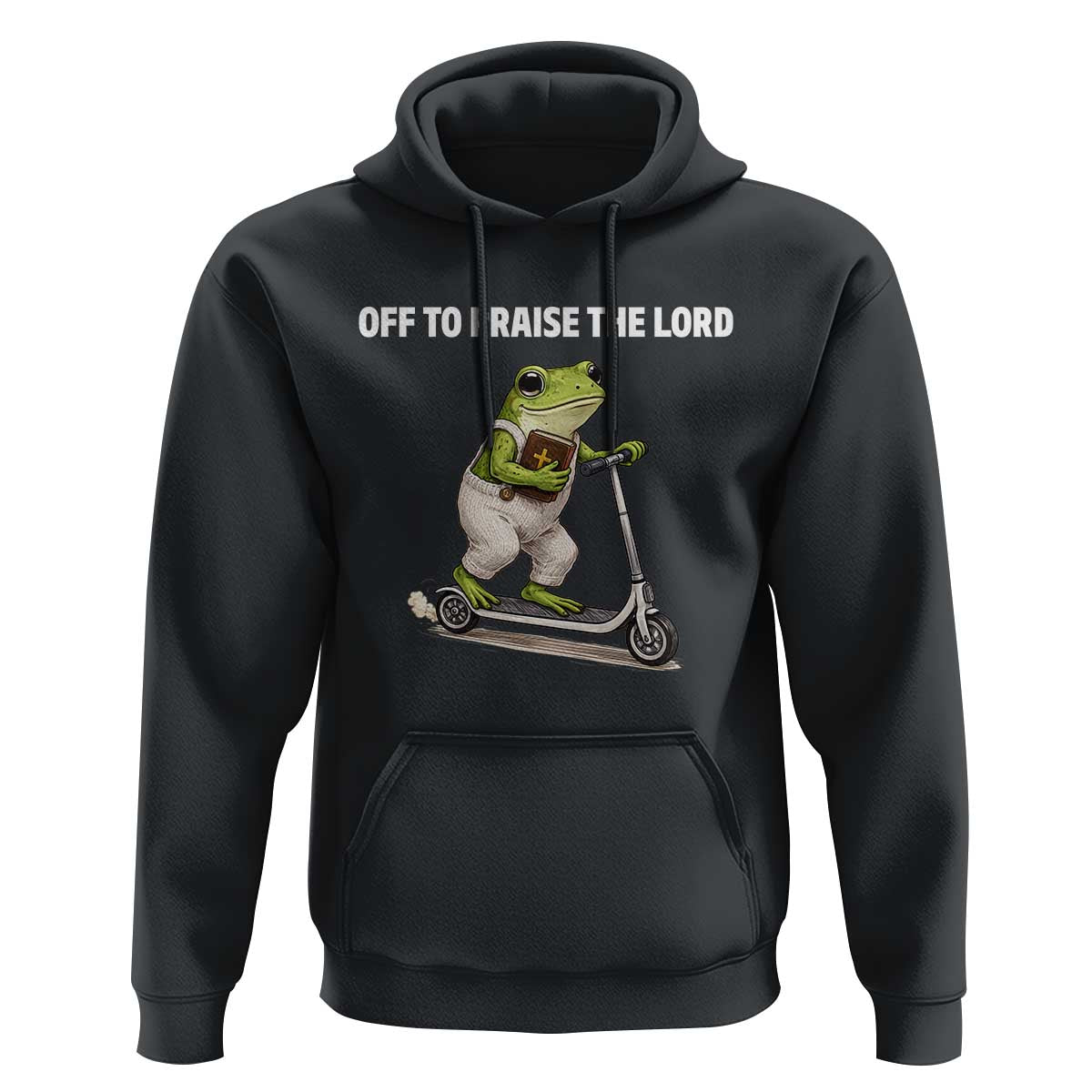 Funny Christian Frog Hoodie Off To Praise The Lord