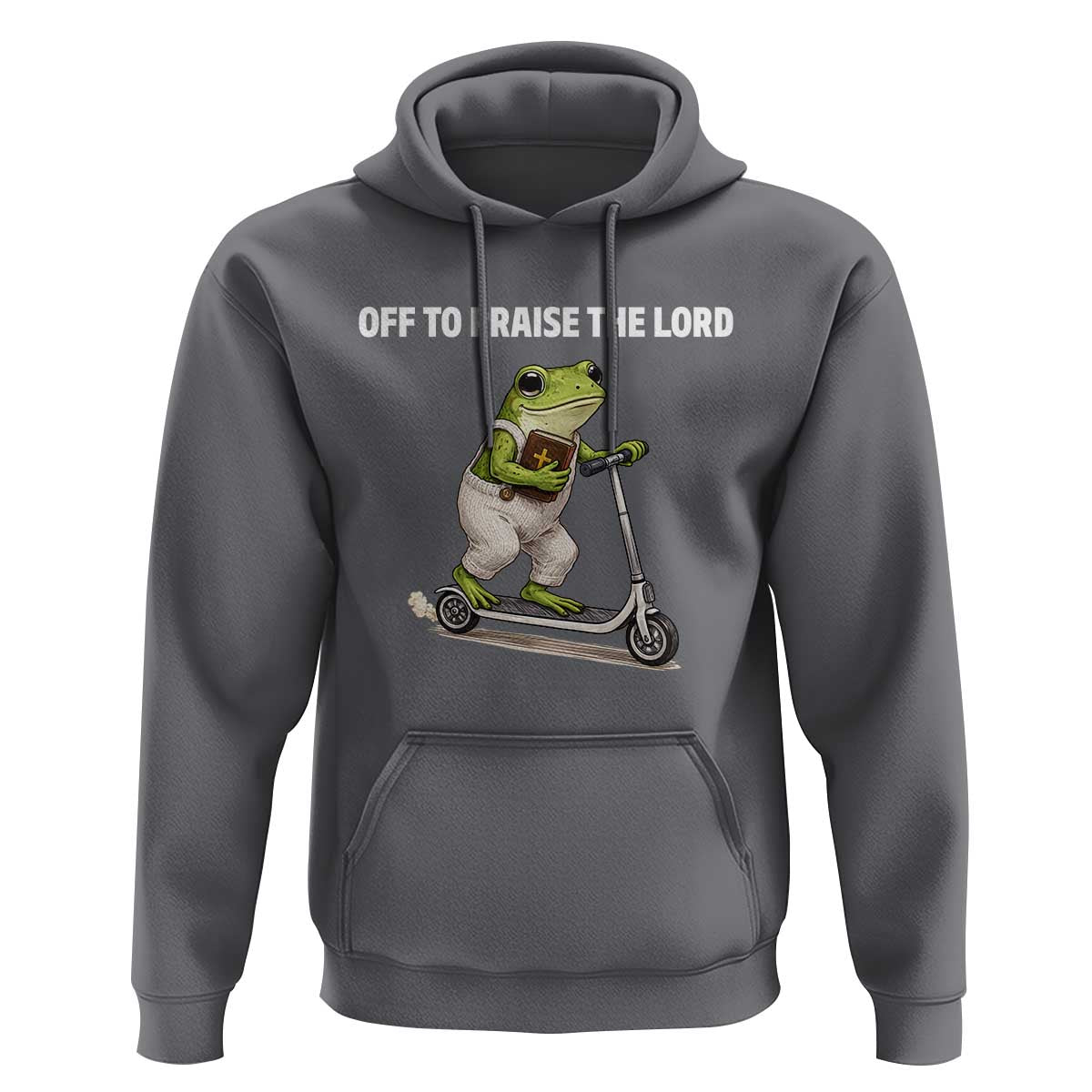 Funny Christian Frog Hoodie Off To Praise The Lord