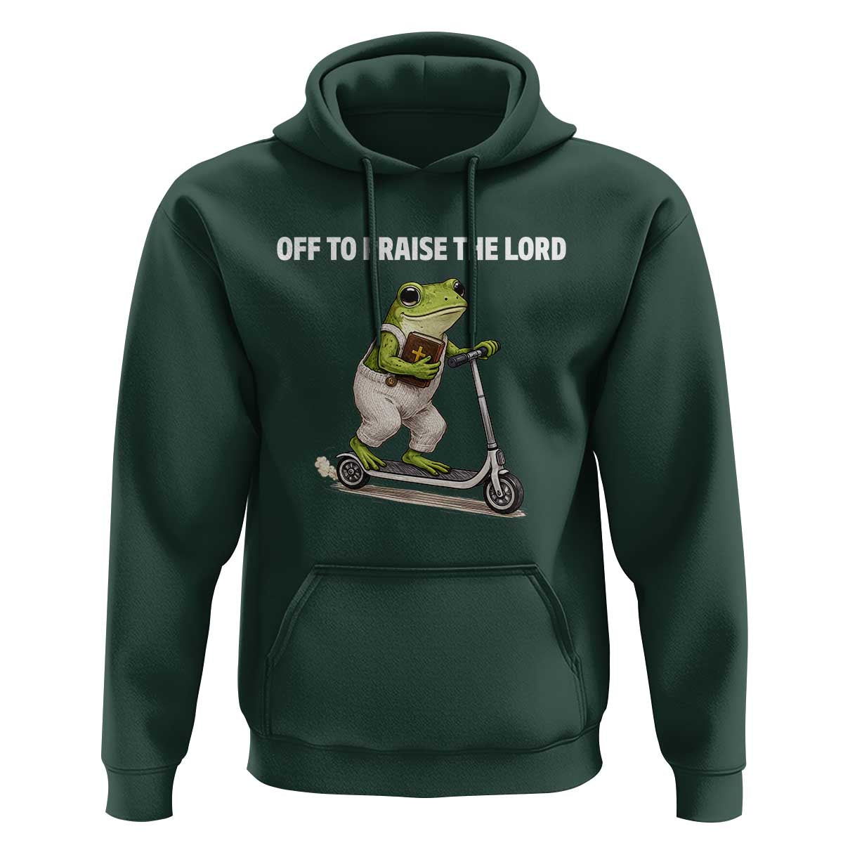 Funny Christian Frog Hoodie Off To Praise The Lord