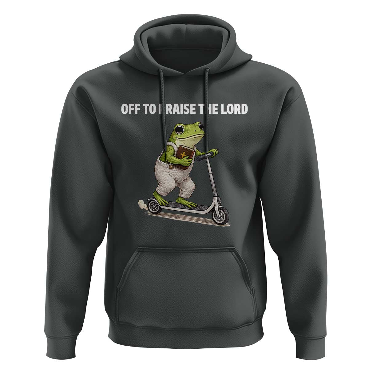 Funny Christian Frog Hoodie Off To Praise The Lord