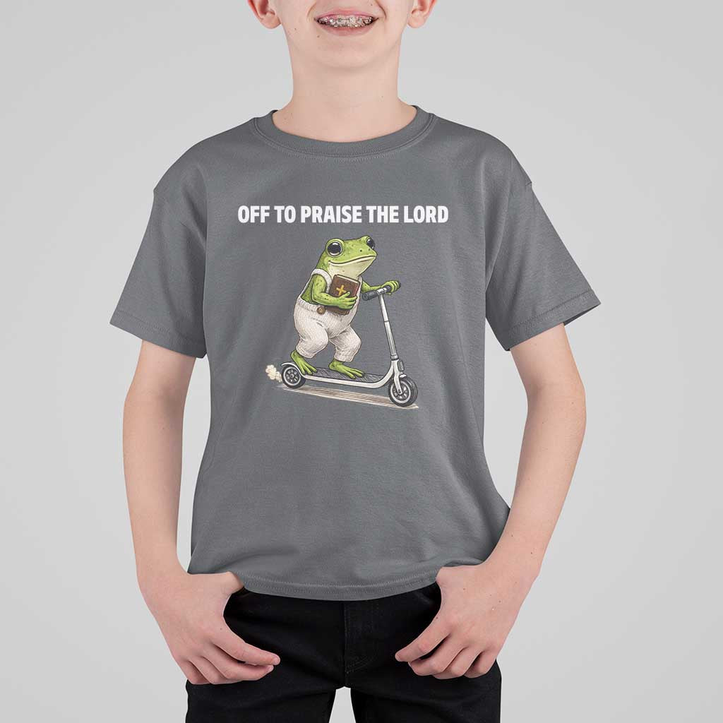 Funny Christian Frog T Shirt For Kid Off To Praise The Lord