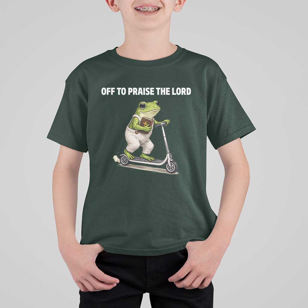 Funny Christian Frog T Shirt For Kid Off To Praise The Lord